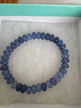 bloom Blue Faceted Bead Stretch Bracelet Trendy Fashion Jewelry